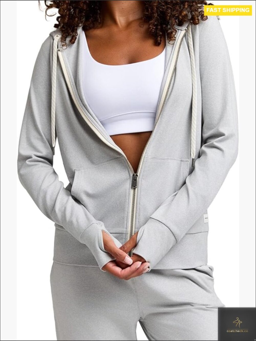 Full Zip Athletic Hoodie Relaxed Fit Workout Sweat Jacket with Thumbholes